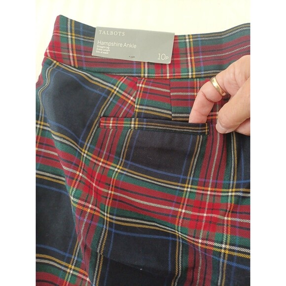 Talbots NWT plaid Hampshire ankle pants 10P woolblend trousers party holiday - Picture 5 of 10